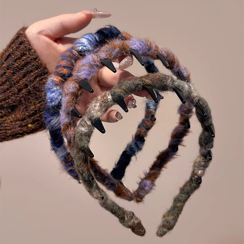 "Soft Fluffy Knitted Headband – Cute Vintage-Inspired Hair Accessory"