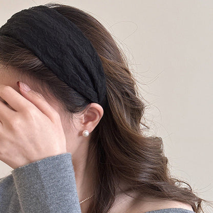 "Soft Textured Cream Headband – Elegant Stretch Hair Wrap for Everyday Chic"